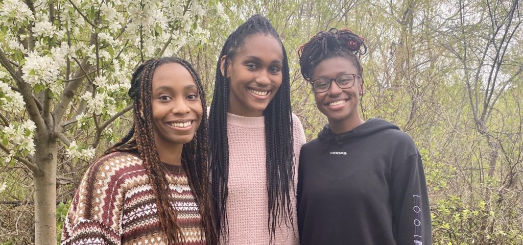 (From left) Adisa Preston, Kendall Minta, and Niamya Holloway outside of Eden Prairie High School. They are three of six EPHS students who helped reboot the Black Student Union club. PHOTO BY STUART SUDAK