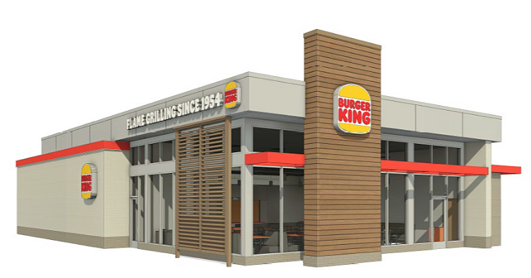 The new Burger King proposed for the corner of Highway 5 and County Road 4 would have a more modern look. (Artist's rendering provided by the developer.)