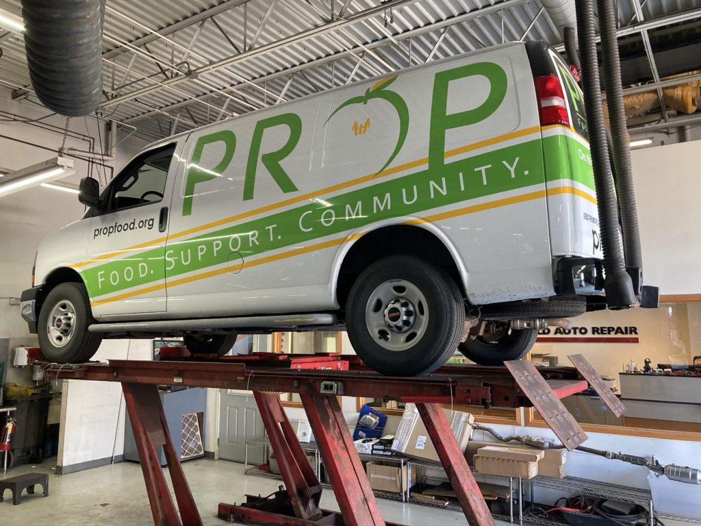 The PROP shop van's catalytic converter was stolen earlier this summer. Photo credit Steve Schewe