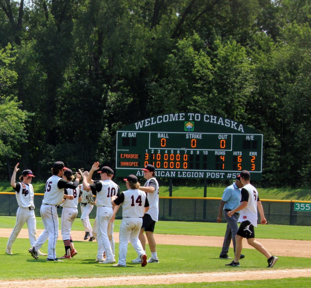 EP Legion celebrates their Sub-State win over Shakopee.