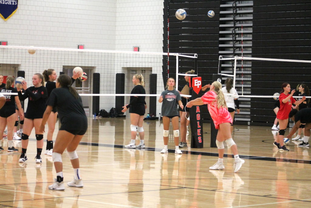 EPHS volleyball players practicing on Aug. 16, 2021