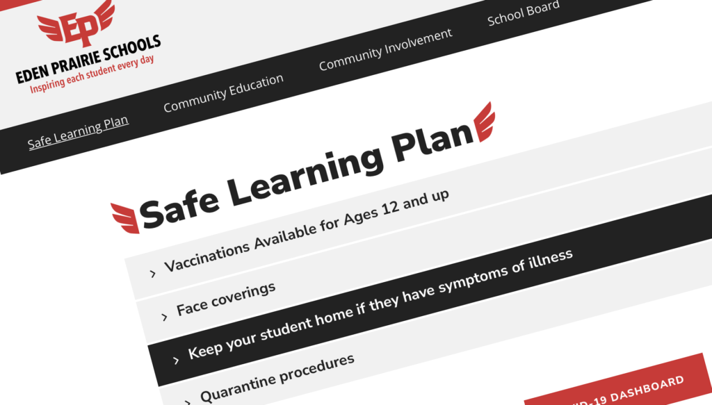 Screenshot of EP Safe Learning Plan webpage