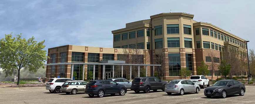 This artist rendering shows how Shutterfly’s Eden Prairie campus would look after the demolition of a building that exists to the left of what is shown here. Shutterfly will leave the area as open green space.