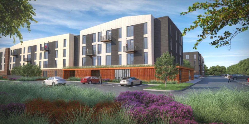The Ellie, a plan for apartments north of Smith Coffee & Café, is one of several Eden Prairie apartment projects being proposed or built at this time. This architect rendering is from a city staff report on the project.