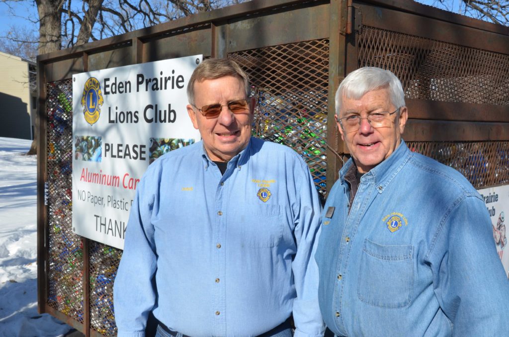 Eden Prairie Lions Club recycling committee members Steve Wilson, left, and Chuck Rodman. Photo by Jim Bayer
