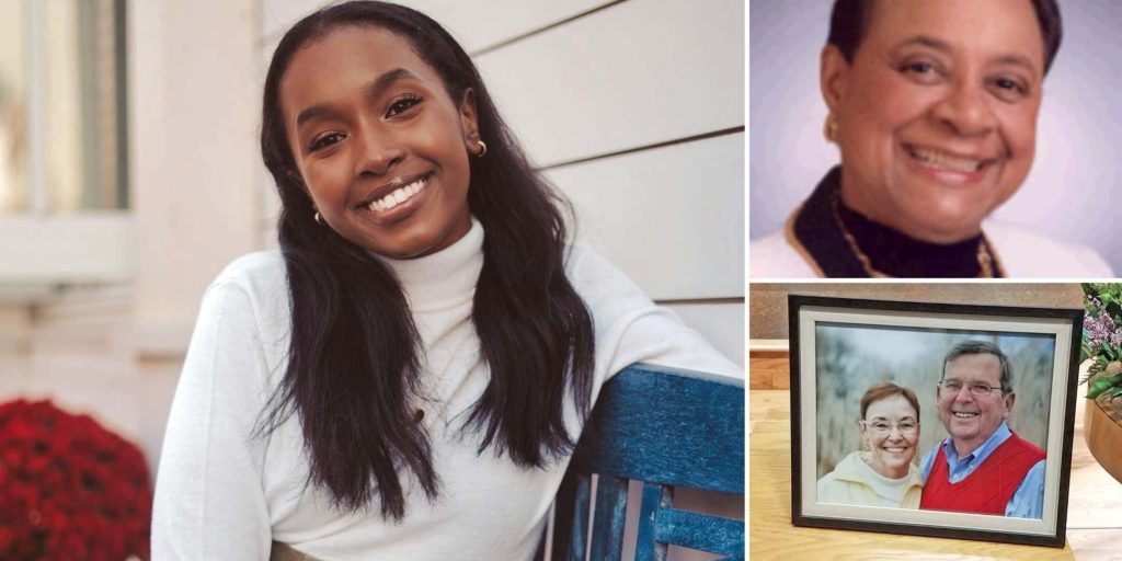 
Iqra Salad, top left, was the 2021 winner of the Dr. Jean Harris Scholarship, named after the former Eden Prairie mayor pictured at top right. Harris Scholarships have been expanded in 2022 due to a generous bequest from the late Mary Jane and Basil Wissner.