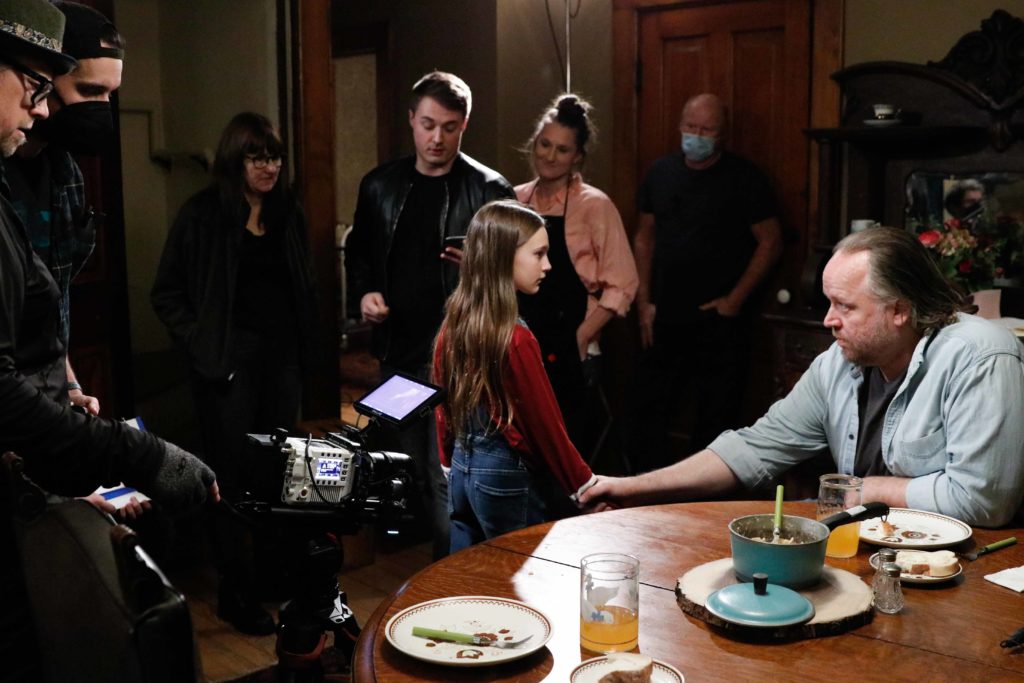 Cast and crew of ‘The Doll’ filming at the Cummins-Phipps-Grill house last January. Photos by Gillian Holte