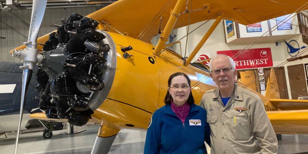 Judy and Bob Jasperson are among volunteers for the nonprofit Wings of the North, which has operated a museum and held the Air Expo at Flying Cloud Airport in Eden Prairie. Photo by Mark Weber