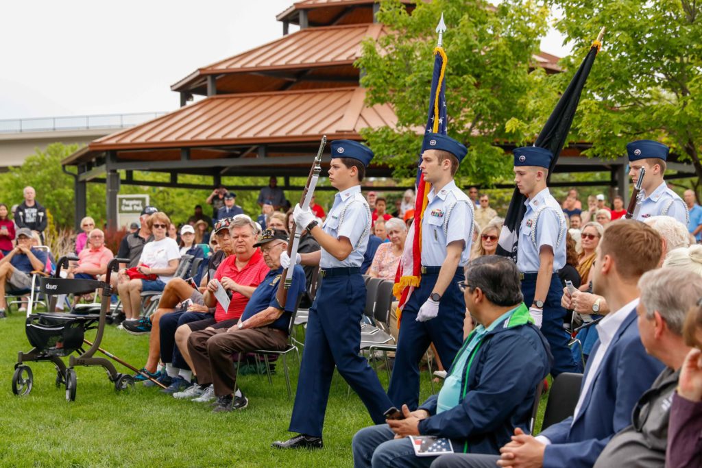 The Viking Squadron Civil Air Patrol posting the colors.