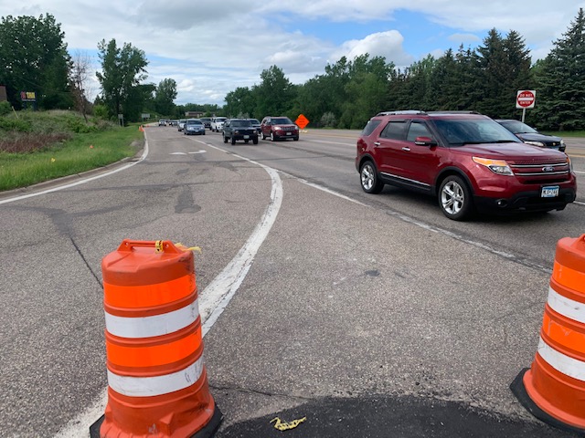 Cars pass on Flying Cloud Drive near Anderson Lakes Parkway on Monday. Photo by Jeff Strate