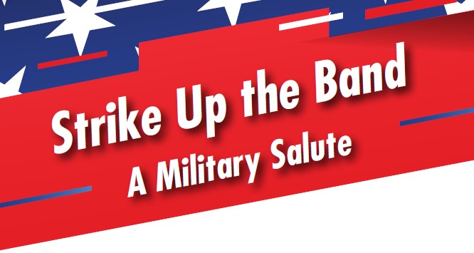A graphic for Eden Prairie's 4th of July event, Strike up the Band featuring the American flag.