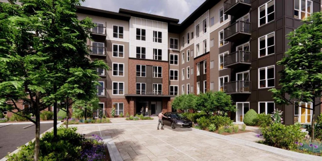 This drawing from Ryan Companies shows the 211-apartment project it proposes to build along Valley View Road, about a block east of Home Depot.