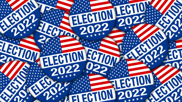 2022 Election campaign buttons with the USA flag