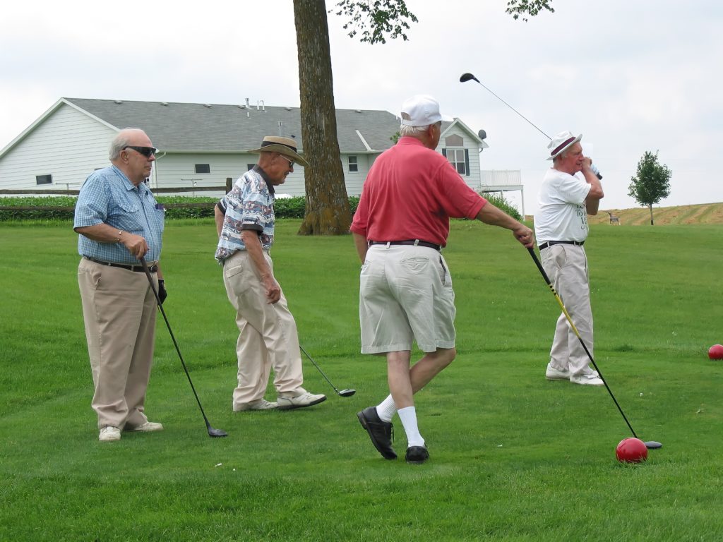 EP Lions Club founders (from left) Willard Eggan, Bob Gibson, Haak Nyhammer and Bob Carling play in  the club's last charity golf tournament in 2006. The tournament returns Aug. 1 after a 16-year absence. Photo courtesy of Gary Stevens/Eden Prairie Lions Club