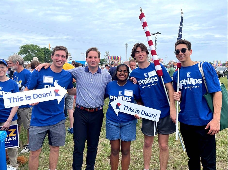 U.S. Rep. Dean Phillips and members of his campaign at a July 3 parade in Coon Rapids. Photo credit: Phillips for Congress