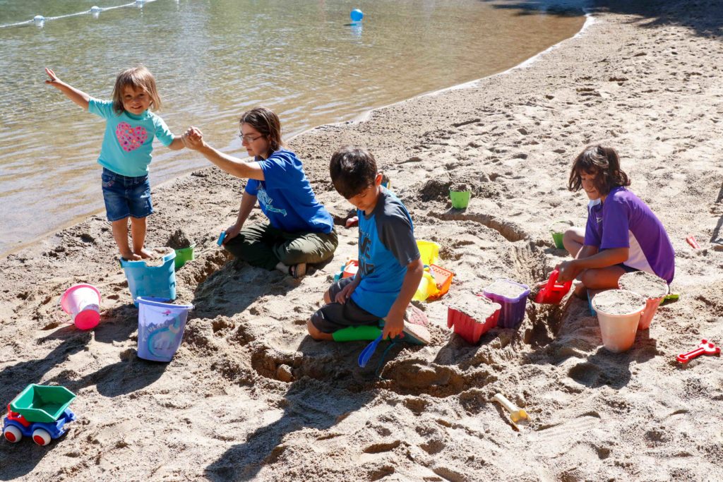 Leyla, Jeanine, Nattanel, and Zamanta Bendezu participate in the Preserve Beach Blast sand castle contest on July 24. Photos by Gillian Holte