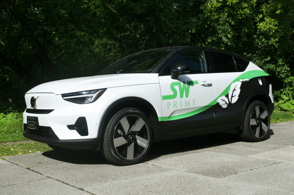 Pictured is one of SouthWest Transit's three electric vehicles. It plans to add 10 more by 2026. Photo courtesy of SouthWest Transit