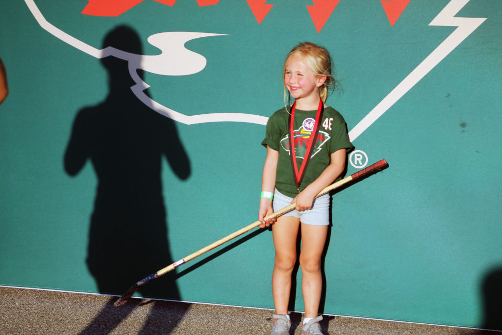 A young player who attended the Aug. 4 Wild street hockey night at EPHS poses for a photo. Photos by Ryan Williamson.