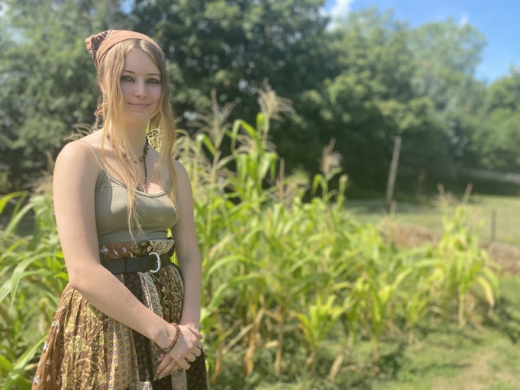 Calista Swensen stands amid her Patchwork People's Garden in Eden Prairie. She describes it as her little oasis in industrial Eden Prairie. Photos by Stuart Sudak