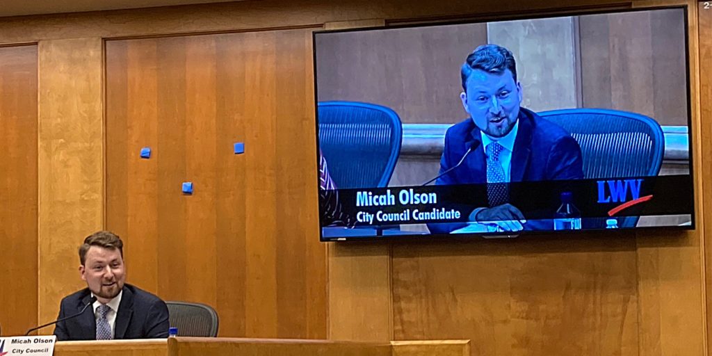 Micah Olson was among six city candidates spotlighted at a League of Women Voters forum Aug. 31 in Eden Prairie.