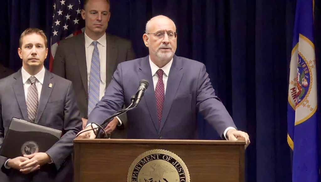 U.S. Attorney Andrew M. Luger announcing the federal charges on Tuesday. 