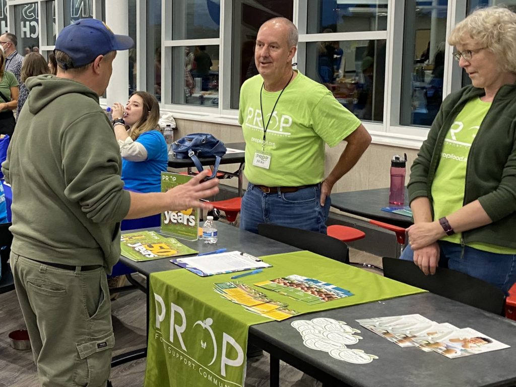 PROP Food Shelf was at Give Gathering to talk about the food programs, social services, and other support they offer to Eden Prairie and Chanhassen residents. Photo by Juliana Allen