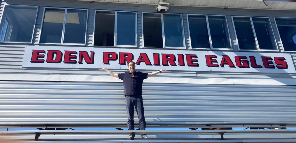 Fantasy sports pioneer Paul Charchian, a 1985 Eden Prairie High School graduate, poses at Aerie Stadium. Photo by Ben Kopnick