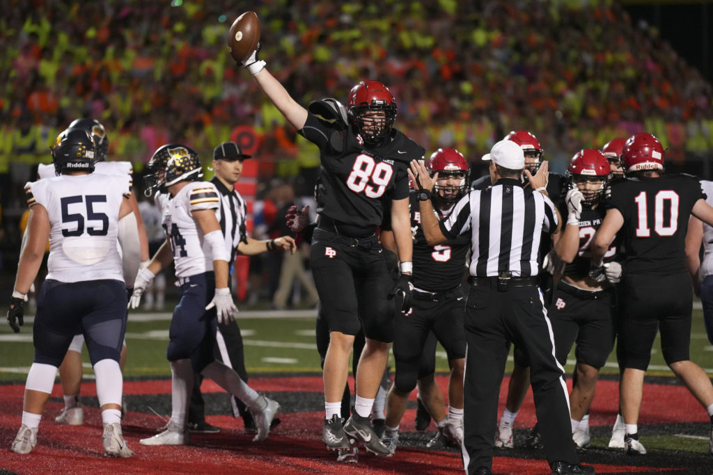 Eagles’ junior Dennis Rahouski intercepted a pass Friday vs. Prior Lake. Photo by Rick Olson
