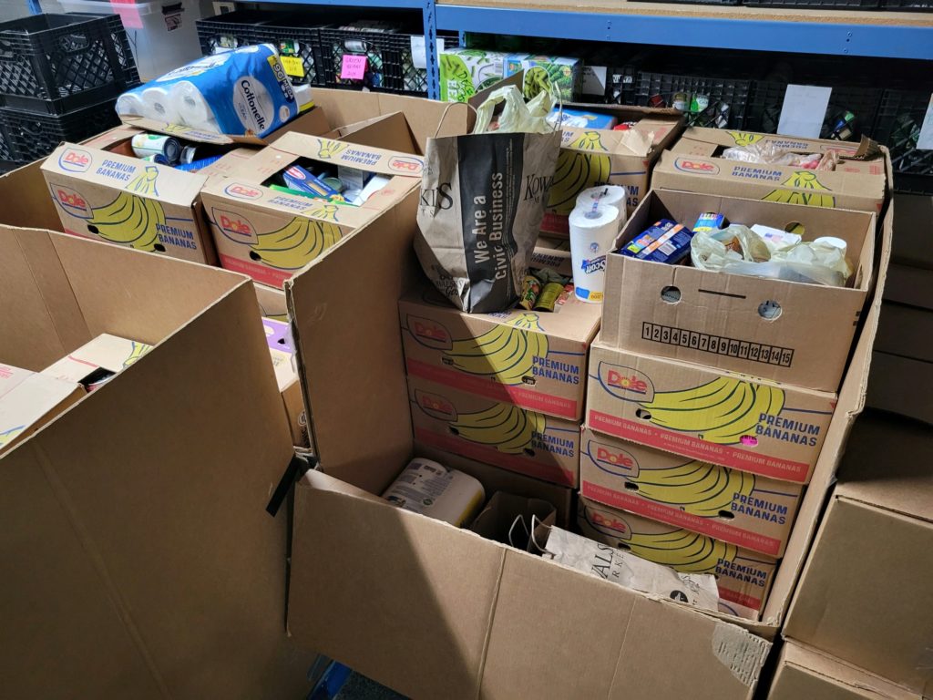 Some of the food collected on Oct. 8 by the Eden Prairie Lions and Lioness Lions clubs for the PROP Food Shelf. Submitted photo