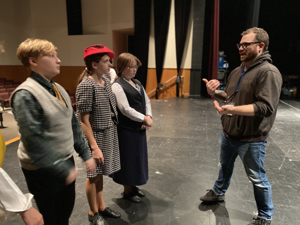 Cy Nahas, Greta Reich,and Mariya Sheveleva with director James Lekatz at dress rehearsal.