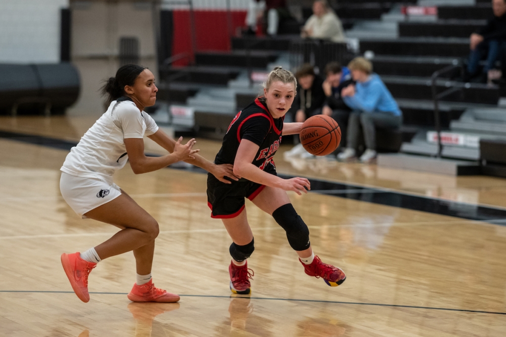 Eagles sophomore guard Tori Schlagel (33) had 11 points Wednesday vs. Roseville. Photo by Jeremy Peyer