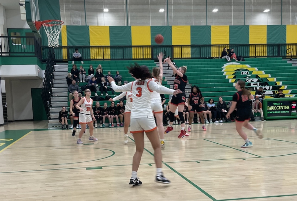 Eagles sophomore guard Tori Schlagel (33) had 17 points, including three consecutive three-pointers Wednesday vs. St. Louis Park. Staff photo
