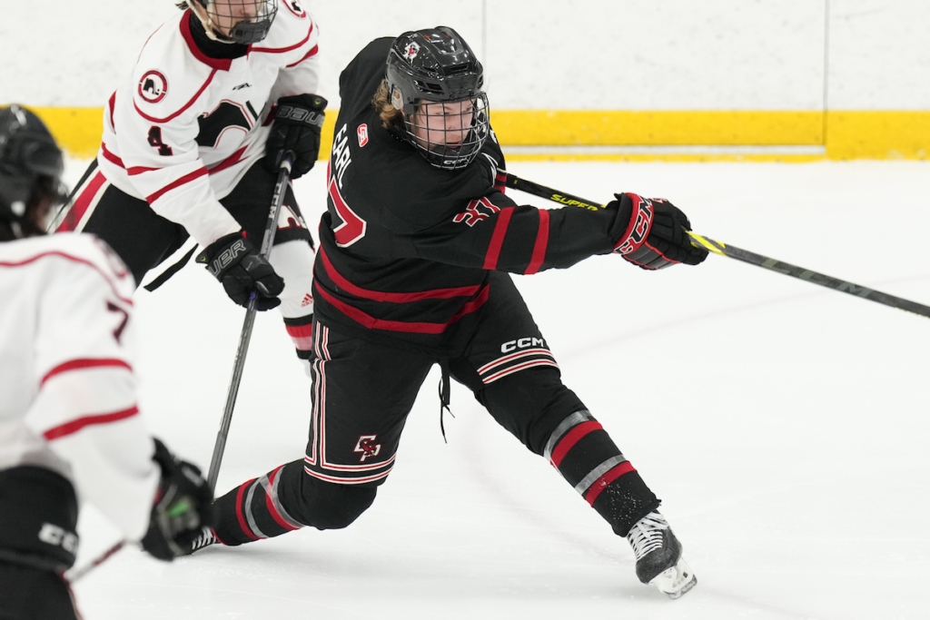 Junior forward Andy Earl (37) scored two goals in the Eagles 7-5 win over Lakeville North Tuesday at the Tradition Holiday Invitational. Photo by Rick Olson 