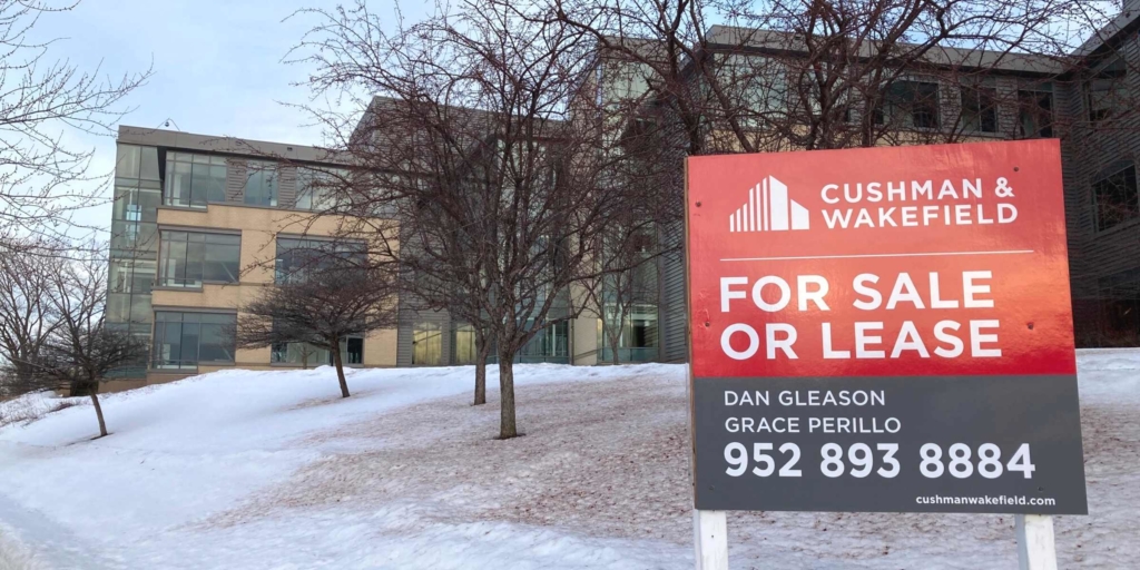 Prairieview Commons at 13675 Technology Drive, formerly occupied by ADC Telecommunications and Optum, is among a growing number of Eden Prairie office buildings with space for lease. Photo by Mark Weber
