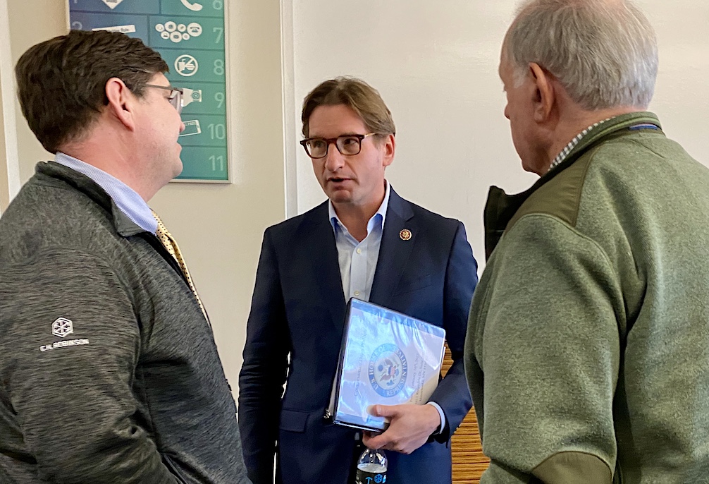 U.S. Rep. Dean Phillips, shown after addressing an Eden Prairie Chamber of Commerce luncheon last year, said he was surprised by the strength of the nation’s two-party system, a “duopoly” that has “a decreasing focus on the country and an increasing focus on winning.” File photo by Stuart Sudak