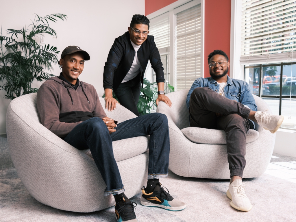 From left, co-founders of Vori: Robert Pinkerton, Tremaine Kirkman, and Eden Prairie native Brandon Leon Richardson Hill. Photo by Adam Prieto
