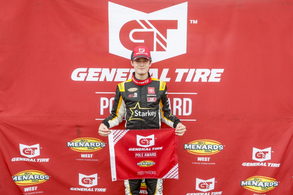 William Sawalich started the ARCA Menards Series West General Tire 150 in pole position after having the fastest time in qualifying. Photo by Nigel Kinrade