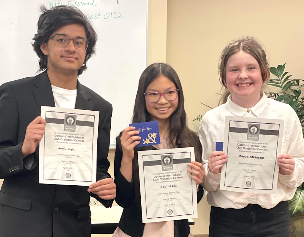 EP Optimist Club announces winners of Oratorical Contest