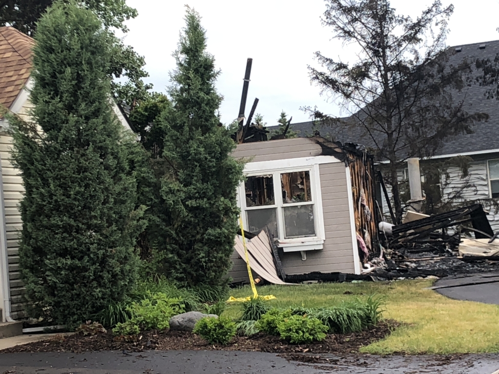 Two neighboring homes in the 10000 block of Lee Drive were destroyed by fire early Friday morning. Photo by Joanna Werch Takes