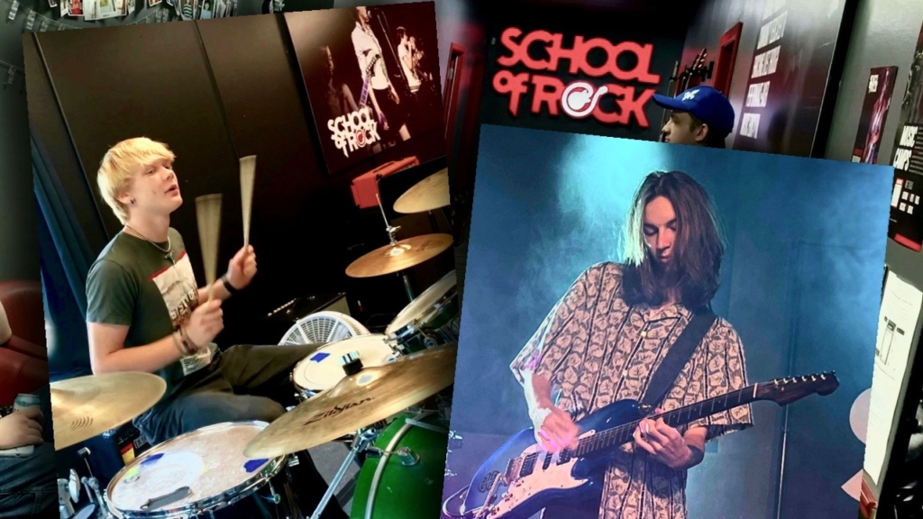 School of Rock Eden Prairie 2023 AllStars Parker DeShaw (left) and Bodie Hanninen. Image created by Jeff Strate