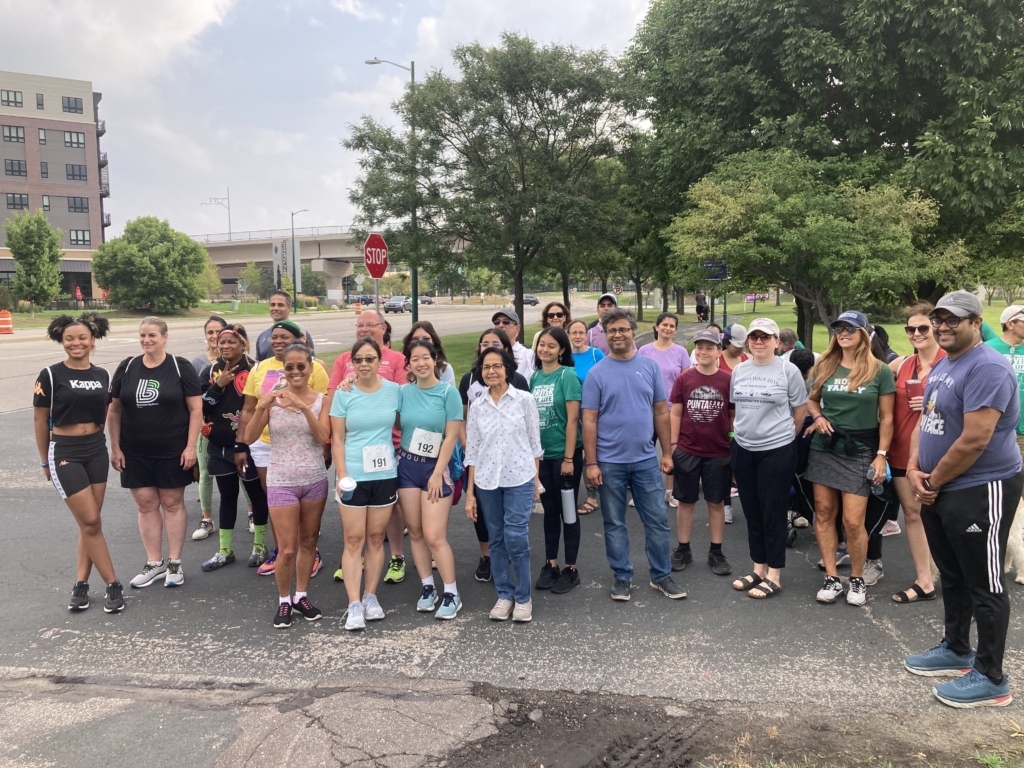 Those walking wait at the starting line for the 16th annual 5K Raksha Run/Walk & Vigil for Distracted-Free Driving, held at Purgatory Creek Park on Aug. 5.
