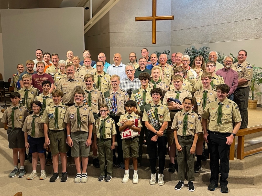 Eden Prairie Troop 342, current and former scouts/volunteers, pose for a photo at the troop’s last meeting. Troop 342 was formed in 1966. Photos by Daniel Huss