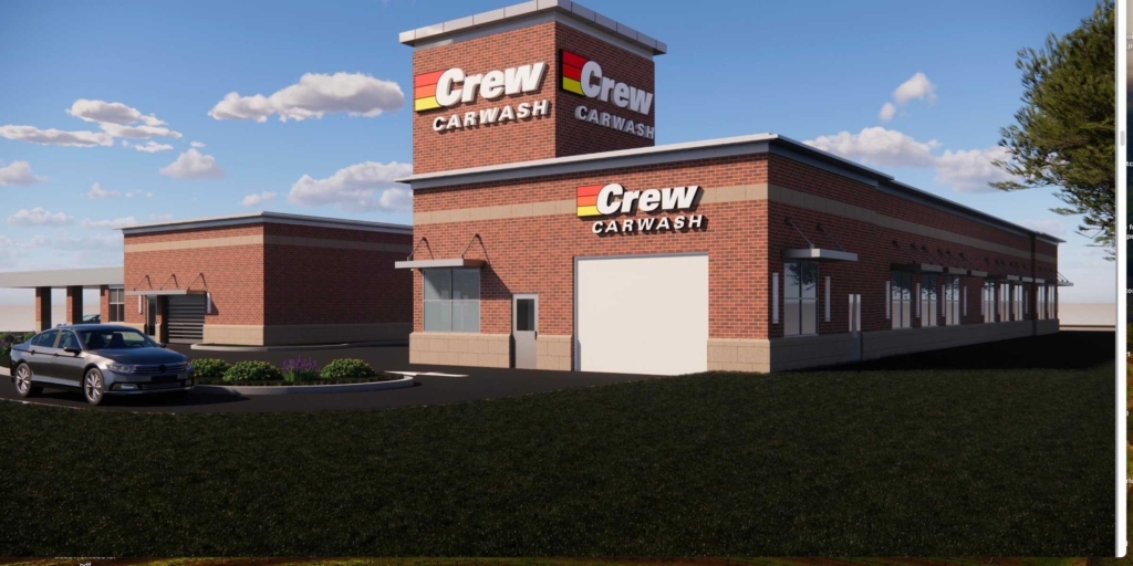 Crew Carwash submitted to city officials this drawing of an automatic car wash the company is proposing to build at Highway 5 and County Road 4 in Eden Prairie.