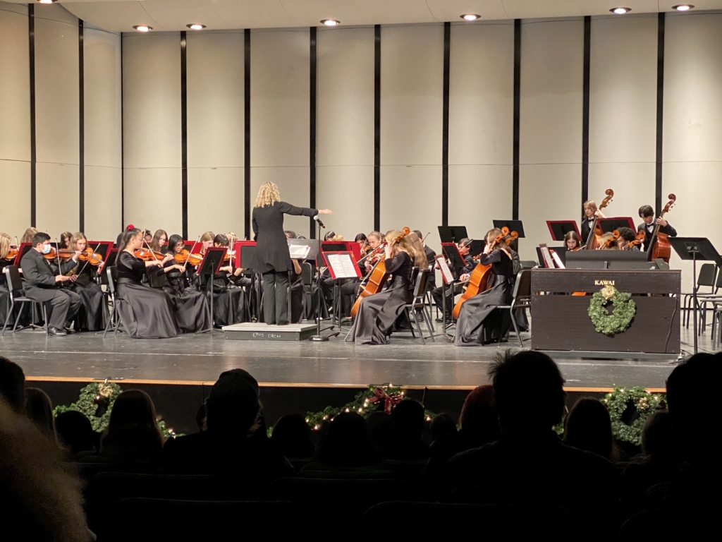 Eden Prairie High School's Philharmonic orchestra being conducted by Angelique Rowell at the Winter Concert on Dec. 1, 2022. Photo by Juliana Allen