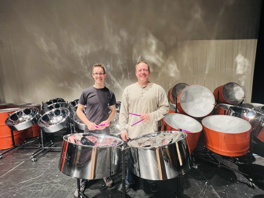 From left, Jackson Lee, ISM music teacher, and Jeremy Kunkel from Pan Outreach. Contributed photo
