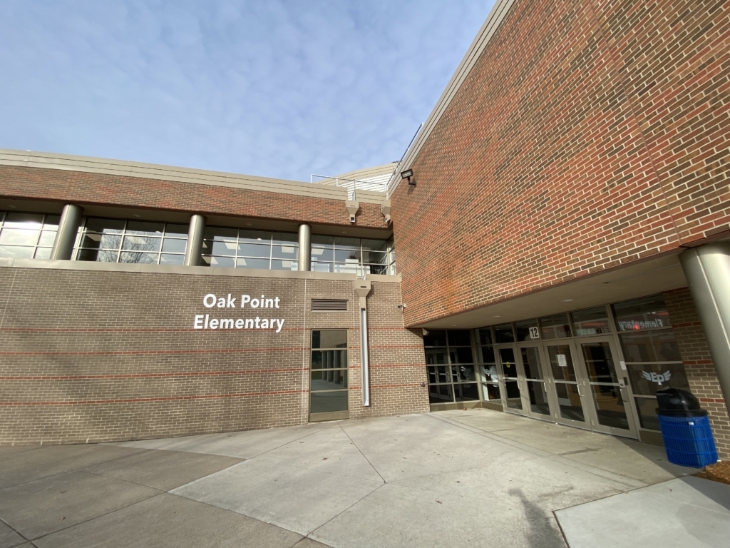 Oak Point Elementary School entrance. Photo by Juliana Allen