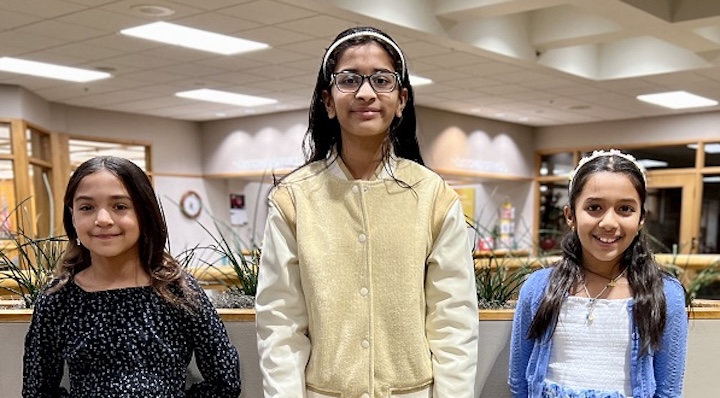 (From left) 2024 Words in Action Contest winners Amaya Demery, Akshaya Ramanujam, and Itisha Budamagunta. Photo courtesy of the City of Eden Prairie