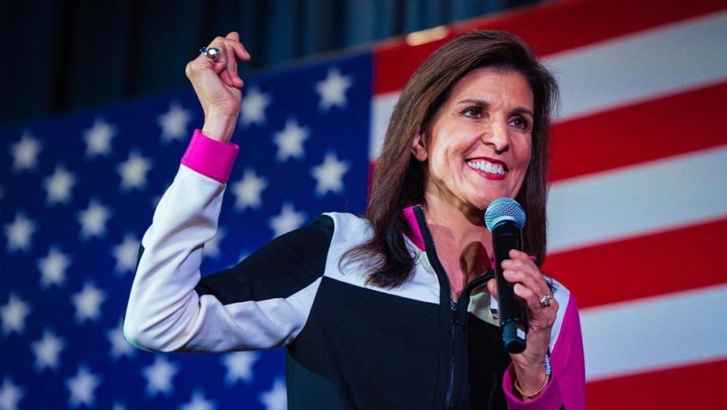 Nikki Haley addresses supporters last week in Bloomington ahead of Minnesota's March 5 presidential primary. Photo by Suzanne Youngblood Lane