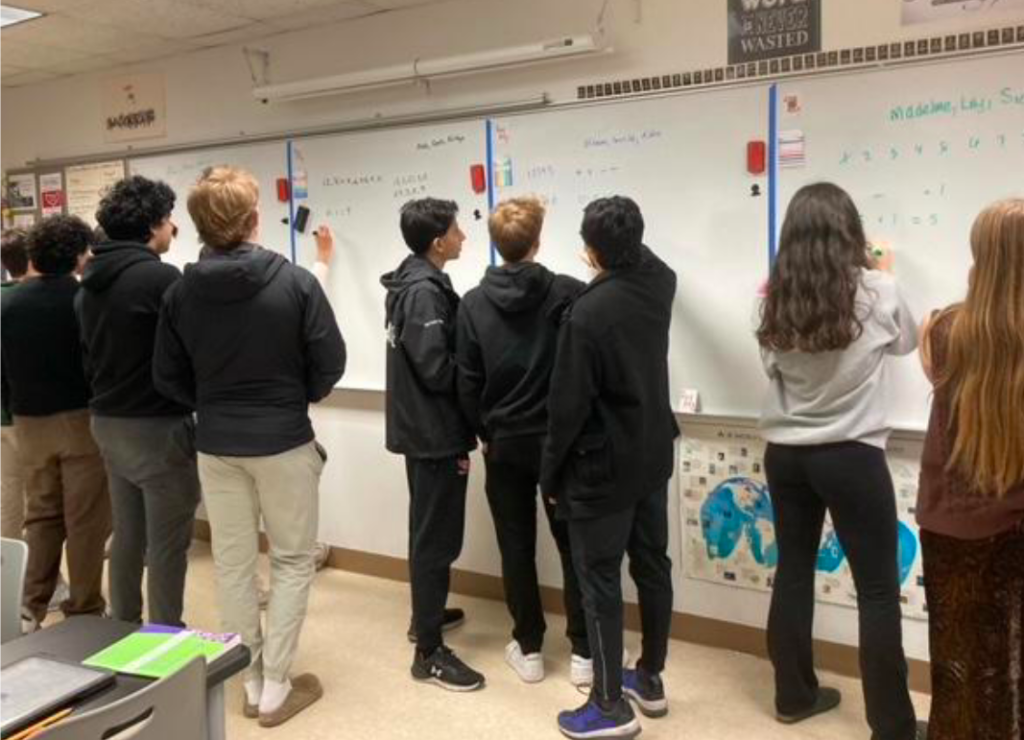 EPHS students using the Building Thinking Classrooms method. Source: Eden Prairie Schools