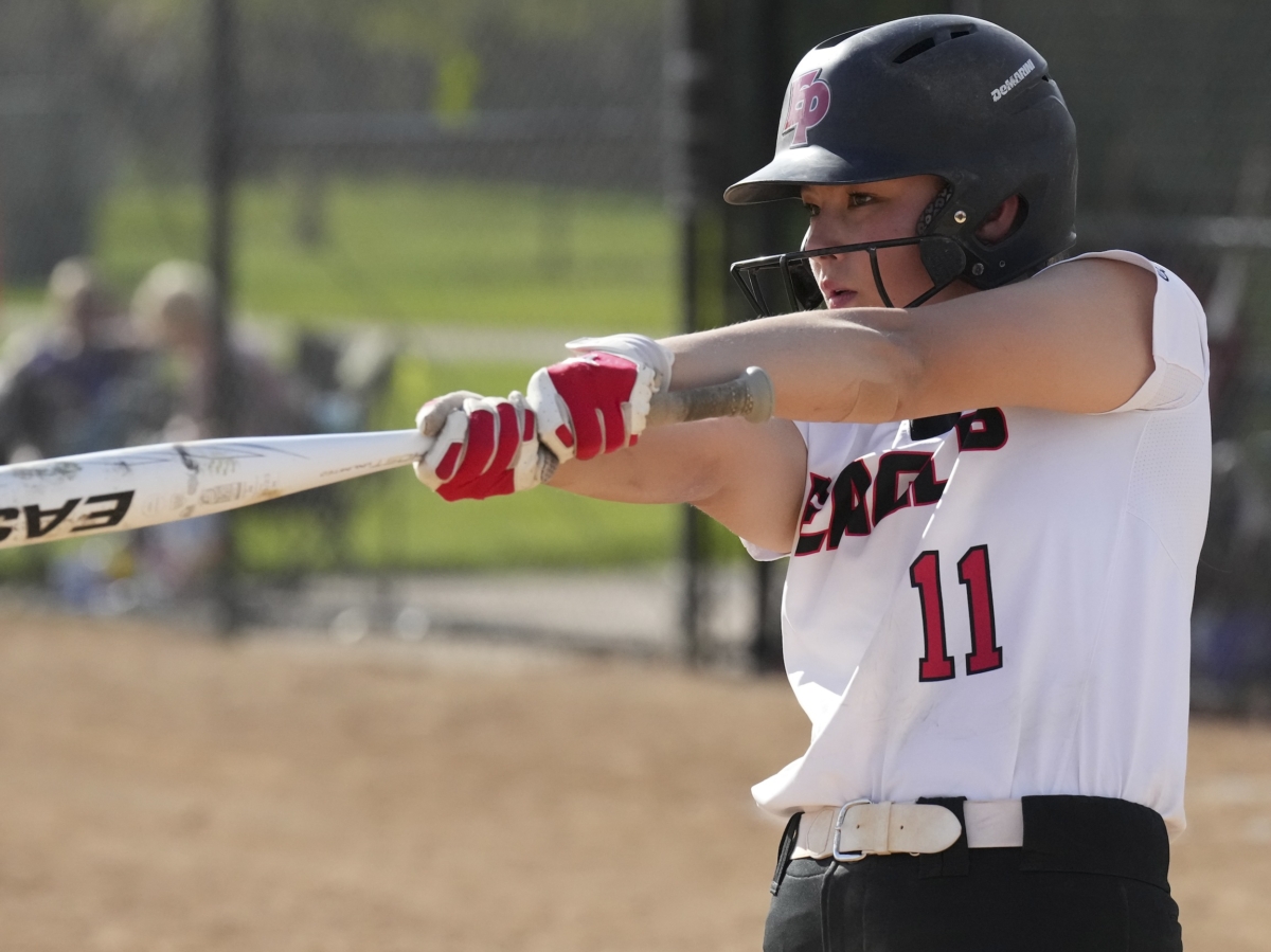 #11 Alex Hall (taking practice swing prior to her at bat)